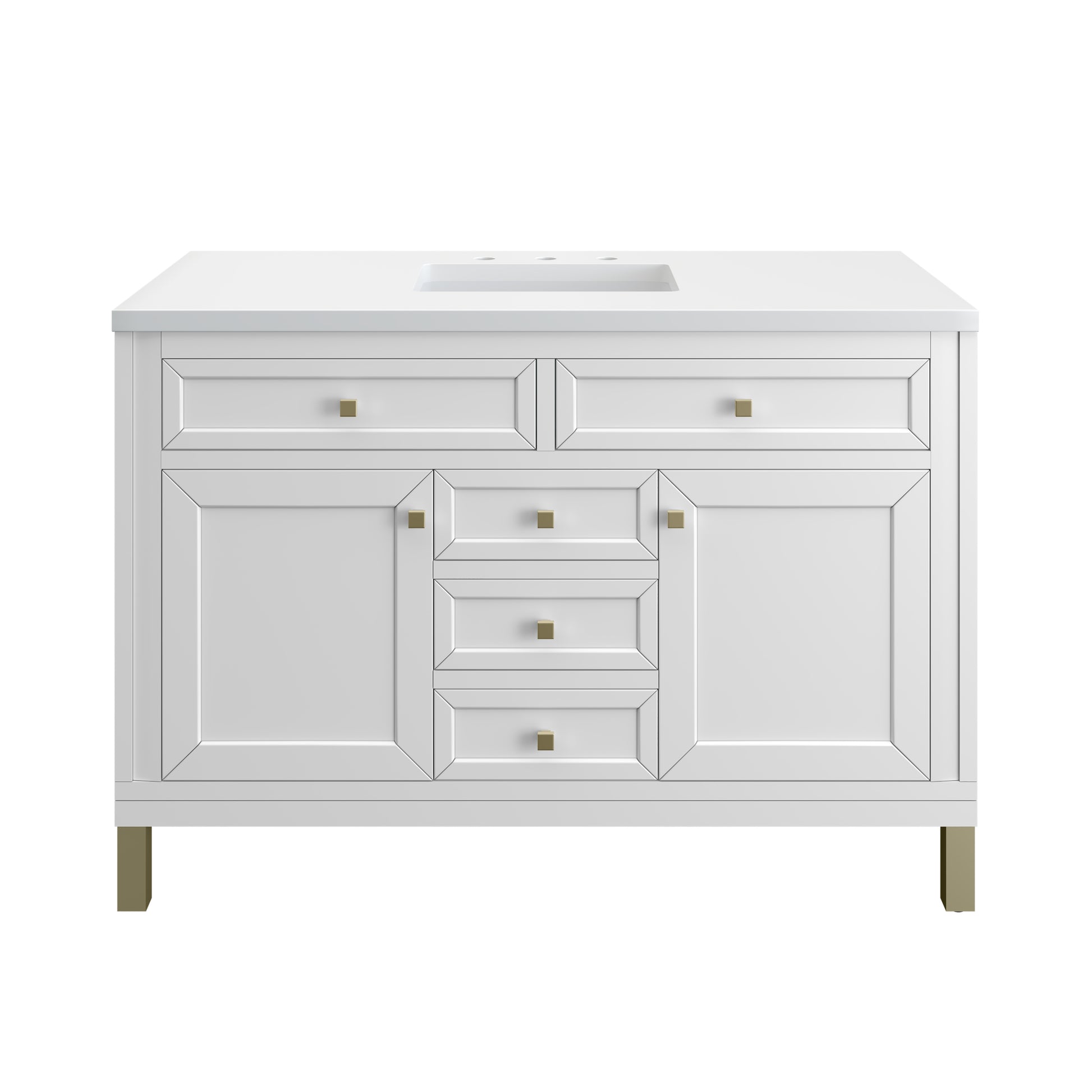 Chicago 48" Single Vanity, Glossy White w/ 3CM White Zeus Top James Martin Vanities