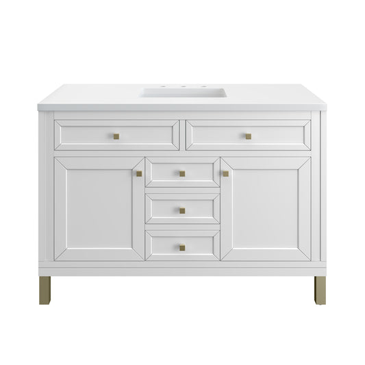 Chicago 48" Single Vanity, Glossy White w/ 3CM White Zeus Top James Martin Vanities