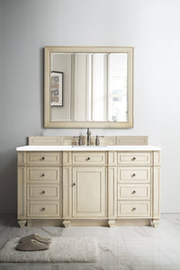 Bristol 60" Single Vanity, Vintage Vanilla, w/ 3 CM White Zeus Quartz Top James Martin Vanities