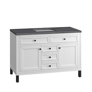 Bathroom Vanities Outlet Atlanta Renovate for LessChicago 48" Single Vanity, Glossy White w/ 3CM Charcoal Soapstone Top