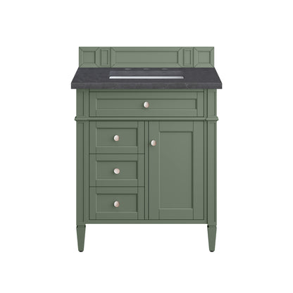 Brittany 30" Single Vanity, Smokey Celadon w/ 3CM Charcoal Soapstone Top James Martin Vanities