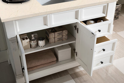 Bathroom Vanities Outlet Atlanta Renovate for LessBrookfield 48" Single Vanity, Bright White w/ 3 CM Eternal Marfil Quartz Top