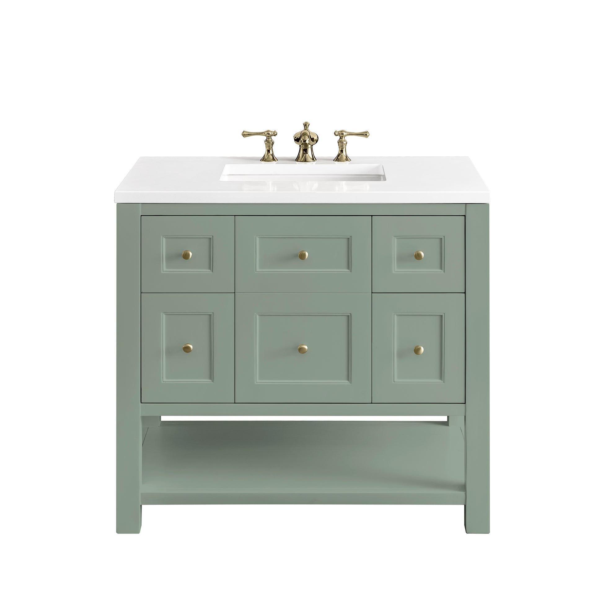 Breckenridge 36" Single Vanity, Smokey Celadon w/ 3CM White Zeus Top James Martin Vanities