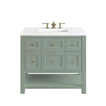 Breckenridge 36" Single Vanity, Smokey Celadon w/ 3CM White Zeus Top James Martin Vanities