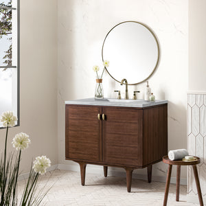 Bathroom Vanities Outlet Atlanta Renovate for LessAmberly 36" Single Vanity, Mid-Century Walnut w/ 3CM Arctic Fall Top