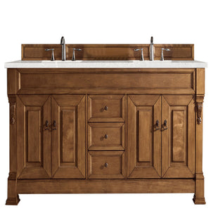 Brookfield 72" Double Vanity, Country Oak w/ 3 CM Eternal Serena Quartz Top James Martin Vanities