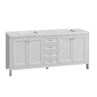 Bathroom Vanities Outlet Atlanta Renovate for LessChicago 72" Double Vanity, Glossy White w/ 3CM Eternal Jasmine Pearl Top