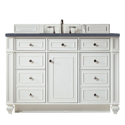 Bristol 48" Single Vanity, Bright White, w/ 3 CM Charcoal Soapstone Quartz Top James Martin Vanities