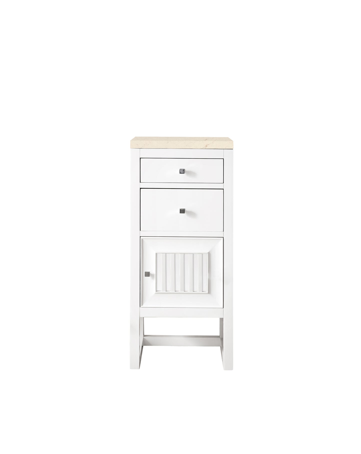 Athens 15" Cabinet w/ Drawers & Door, Glossy White w/ 3 CM Eternal Marfil Top James Martin Vanities