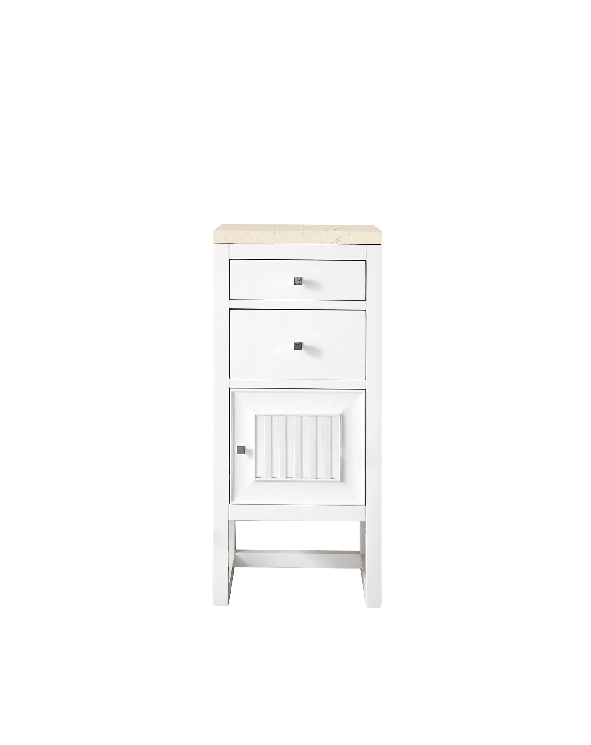 Athens 15" Cabinet w/ Drawers & Door, Glossy White w/ 3 CM Eternal Marfil Top James Martin Vanities