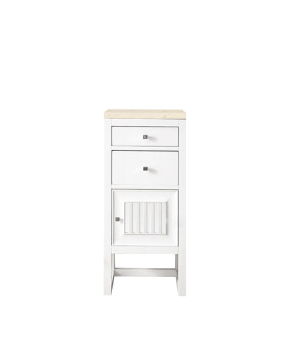 Athens 15" Cabinet w/ Drawers & Door, Glossy White w/ 3 CM Eternal Marfil Top James Martin Vanities