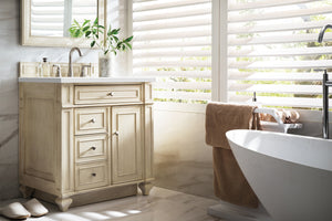 Bristol 30" Single Vanity, Vintage Vanilla, w/ 3 CM White Zeus Quartz Top James Martin Vanities