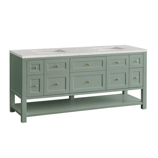 Bathroom Vanities Outlet Atlanta Renovate for LessBreckenridge 72" Double Vanity, Smokey Celadon w/ 3CM Eternal Jasmine Pearl Top