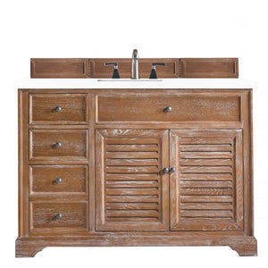 Savannah 48" Single Vanity Cabinet, Driftwood, w/ 3 CM White Zeus Quartz Top James Martin Vanities