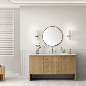 Hudson 60" Single Vanity, Light Natural Oak w/ 3CM Ethereal Noctis Top James Martin Vanities