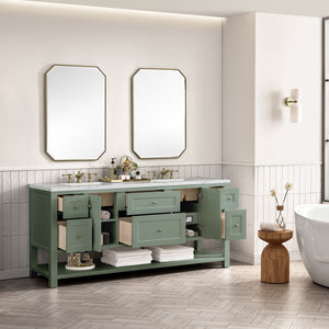 Bathroom Vanities Outlet Atlanta Renovate for LessBreckenridge 72" Double Vanity, Smokey Celadon w/ 3CM Ethereal Noctis Top