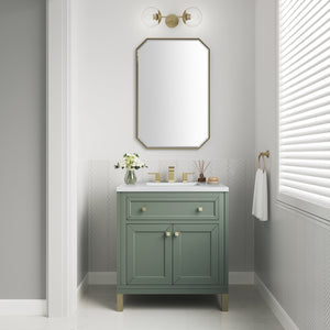 Chicago 30" Single Vanity, Smokey Celadon w/ 3CM White Zeus Top James Martin Vanities