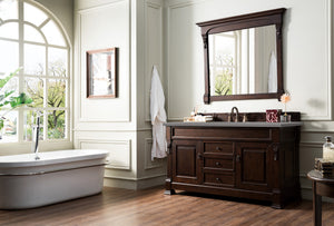 Brookfield 60" Single Vanity, Burnished Mahogany w/ 3 CM Grey Expo Quartz Top James Martin Vanities