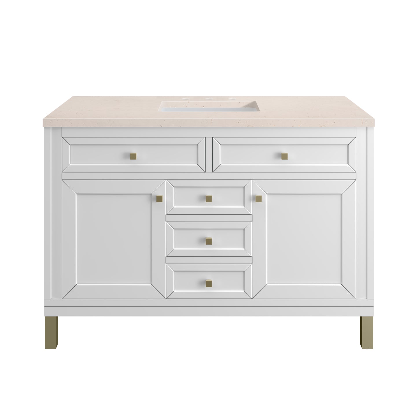 Chicago 48" Single Vanity, Glossy White w/ 3CM Eternal Marfil Top James Martin Vanities
