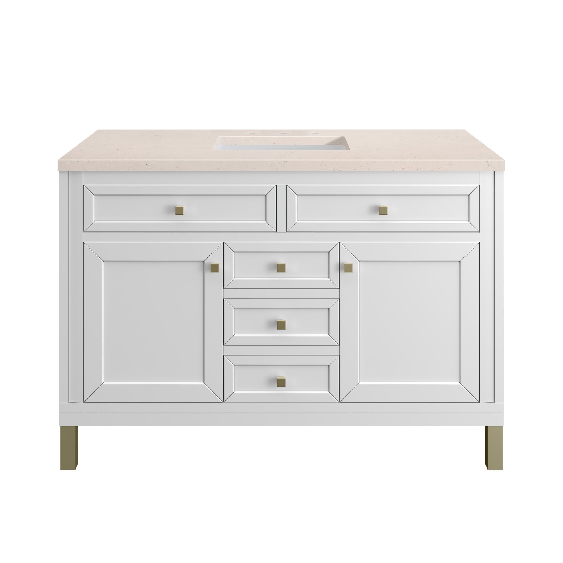 Chicago 48" Single Vanity, Glossy White w/ 3CM Eternal Marfil Top James Martin Vanities