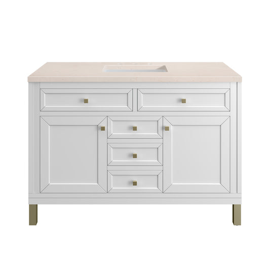Chicago 48" Single Vanity, Glossy White w/ 3CM Eternal Marfil Top James Martin Vanities