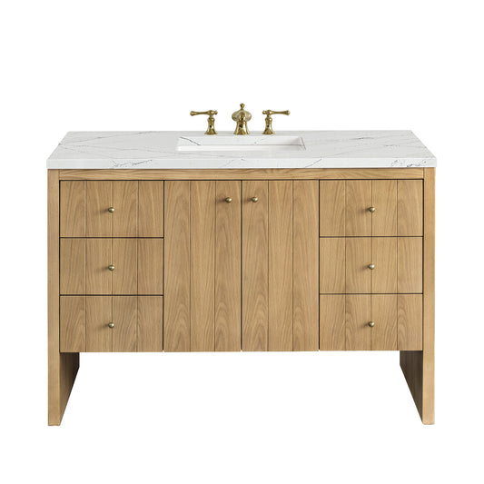 Hudson 48" Single Vanity, Light Natural Oak w/ 3CM Ethereal Noctis Top James Martin Vanities