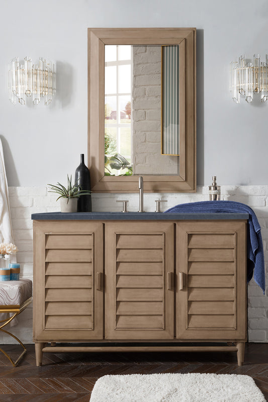 Portland 48" Single Vanity Whitewashed Walnut, w/ 3 CM Charcoal Soapstone Quartz Top James Martin Vanities