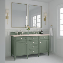 Load image into Gallery viewer, Brittany 60&quot; Double Vanity, Smokey Celadon w/ 3CM Eternal Marfil Top James Martin Vanities