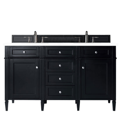 Brittany 60" Black Onyx Double Vanity w/ 3 CM White Zeus Quartz Top James Martin Vanities