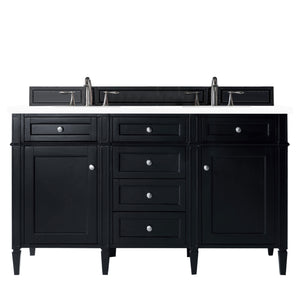 Brittany 60" Black Onyx Double Vanity w/ 3 CM White Zeus Quartz Top James Martin Vanities