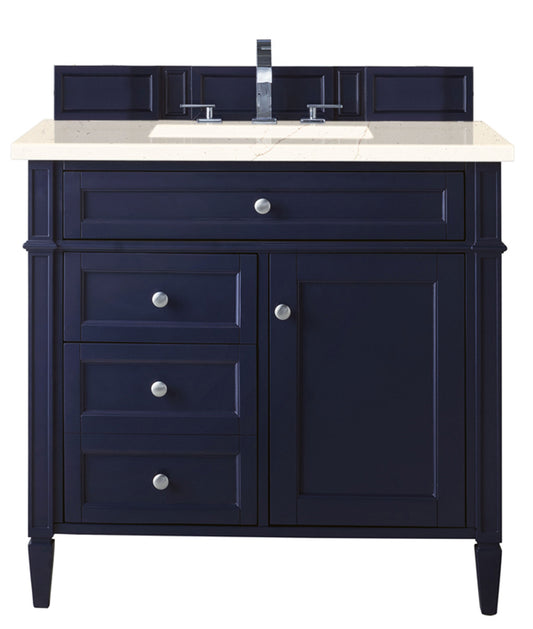 Brittany 36" Victory Blue Single Vanity w/ 3 CM Eternal Marfil Quartz Top James Martin Vanities
