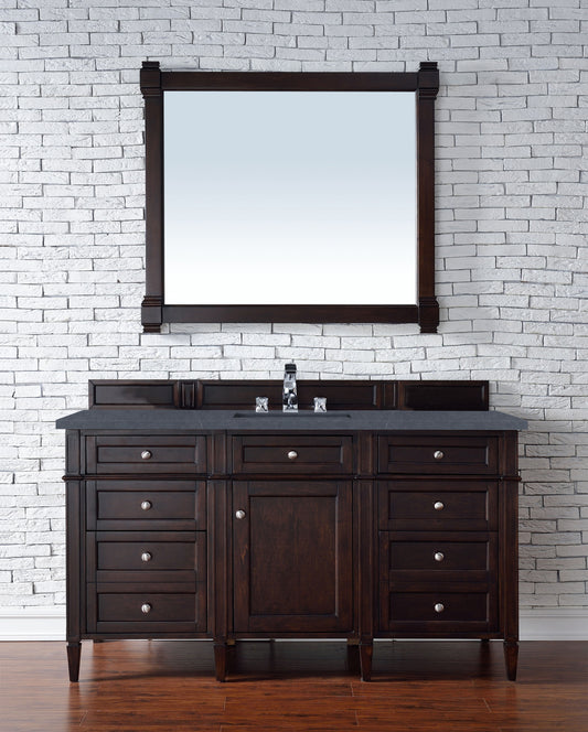 Brittany 60" Burnished Mahogany Single Vanity w/ 3 CM Charcoal Soapstone Quartz Top James Martin Vanities