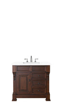 Load image into Gallery viewer, Brookfield 36&quot; Single Vanity, Warm Cherry w/ 3 CM White Zeus Quartz Top James Martin Vanities