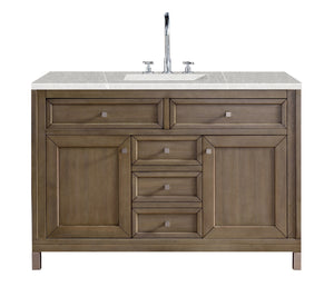 Chicago 48" Single Vanity, Whitewashed Walnut w/ 3 CM Eternal Serena Quartz Top James Martin Vanities