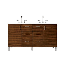 Load image into Gallery viewer, Metropolitan 60&quot; Double Vanity, American Walnut, w/ 3 CM White Zeus Quartz Top James Martin Vanities