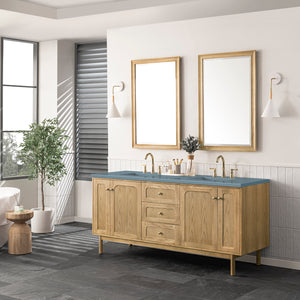 Bathroom Vanities Outlet Atlanta Renovate for LessLaurent 72" Double Vanity, Light Natural Oak w/ 3CM Cala Blue Top