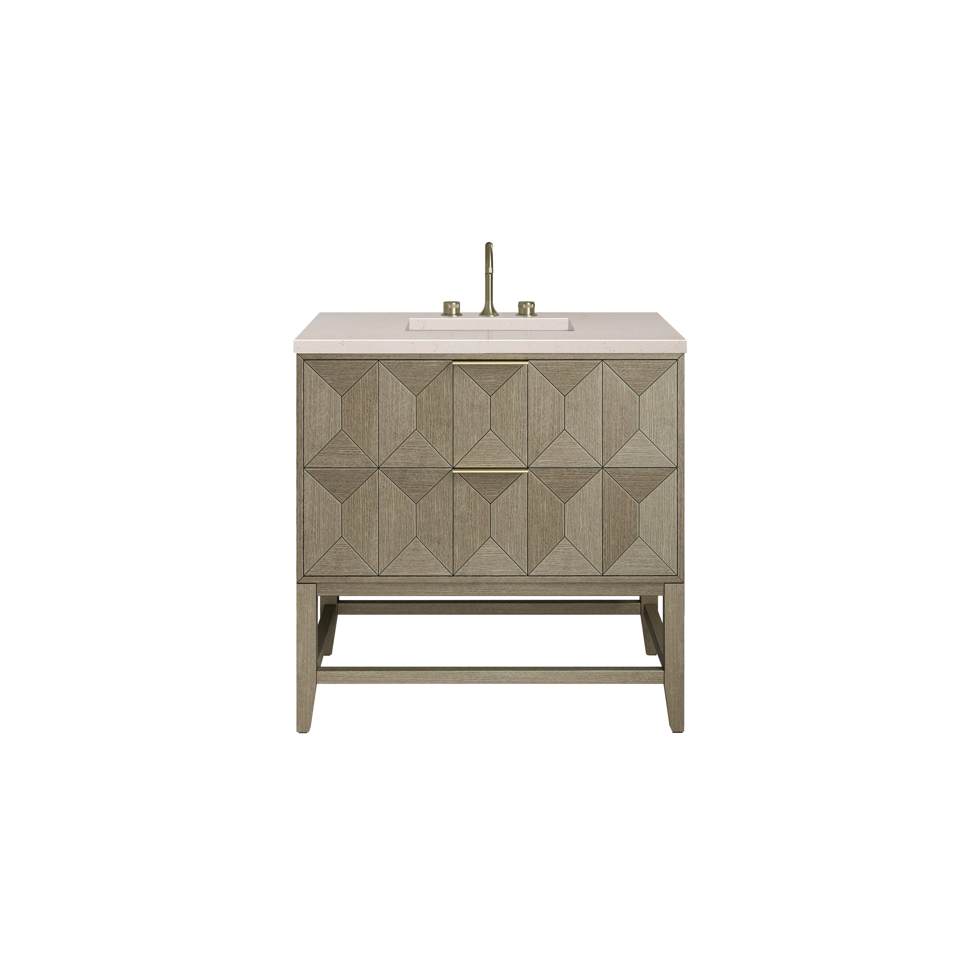 Emmeline 36" Single Vanity, Pebble Oak w/ 3CM Eternal Marfil Top James Martin Vanities