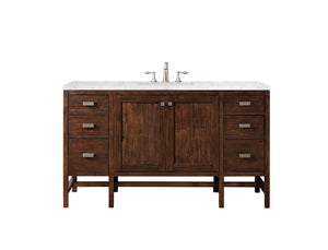 Addison 60" Single Vanity Cabinet , Mid Century Acacia, w/ 3 CM Eternal Jasmine Pearl Quartz Top James Martin Vanities