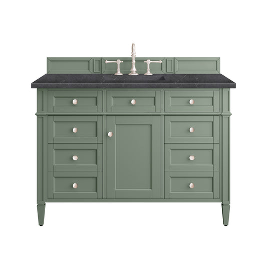 Brittany 48" Single Vanity, Smokey Celadon w/ 3CM Charcoal Soapstone Top James Martin Vanities