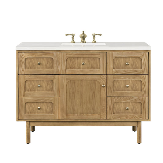 Laurent 48" Single Vanity, Light Natural Oak w/ 3CM White Zeus Top James Martin Vanities