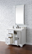 Load image into Gallery viewer, Providence 36&quot; Single Vanity Cabinet, Bright White, w/ 3 CM Classic White Quartz Top James Martin