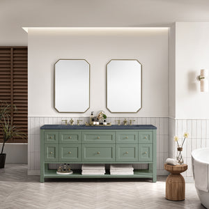 Breckenridge 72" Double Vanity, Smokey Celadon w/ 3CM Charcoal Soapstone Top James Martin Vanities