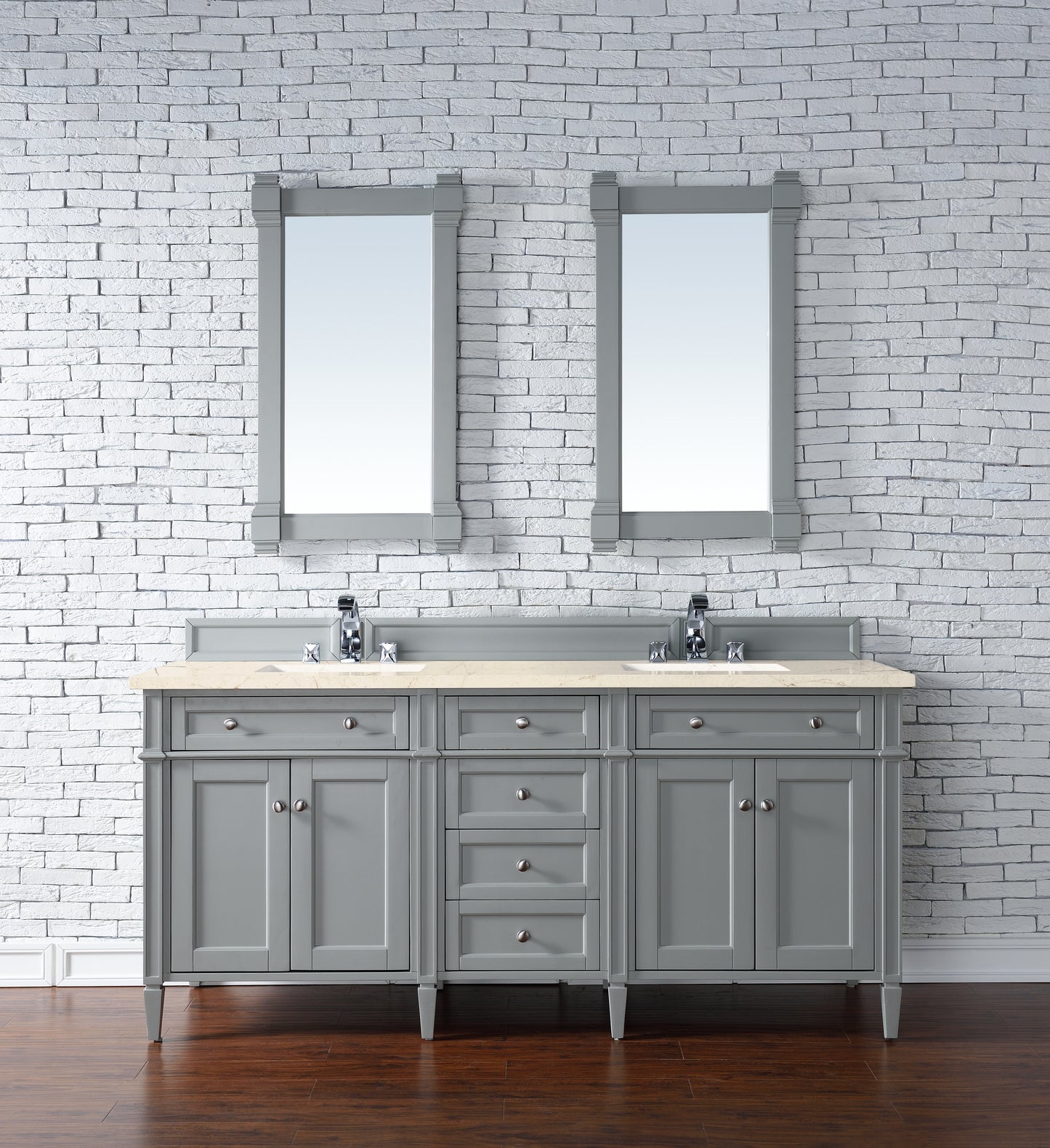 Brittany 72" Urban Gray Double Vanity w/ 3 CM Eternal Marfil Quartz Top James Martin Vanities