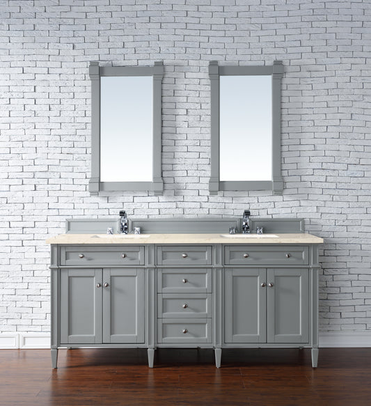 Brittany 72" Urban Gray Double Vanity w/ 3 CM Eternal Marfil Quartz Top James Martin Vanities