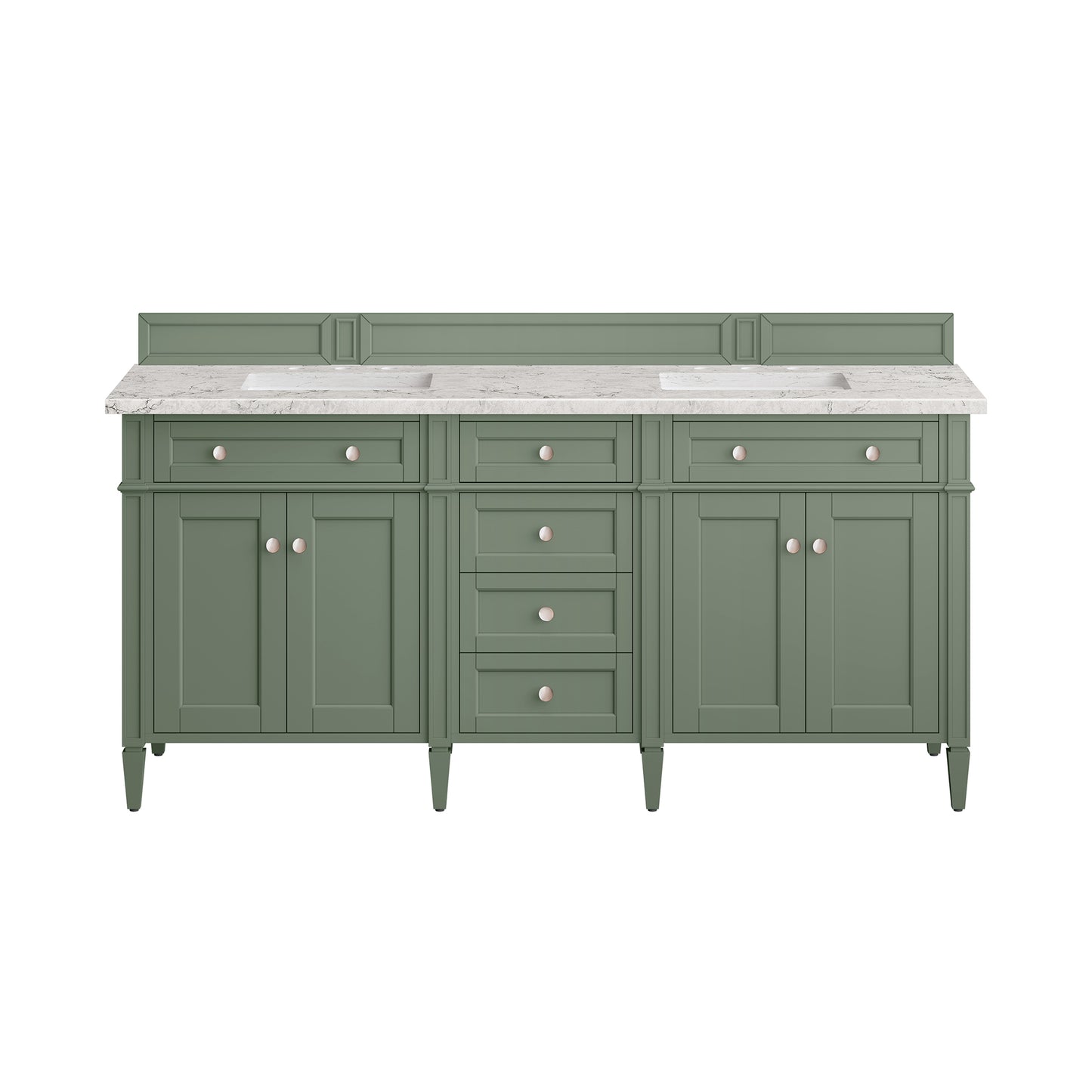 Brittany 72" Double Vanity, Smokey Celadon w/ 3CM Eternal Jasmine Pearl Top James Martin Vanities