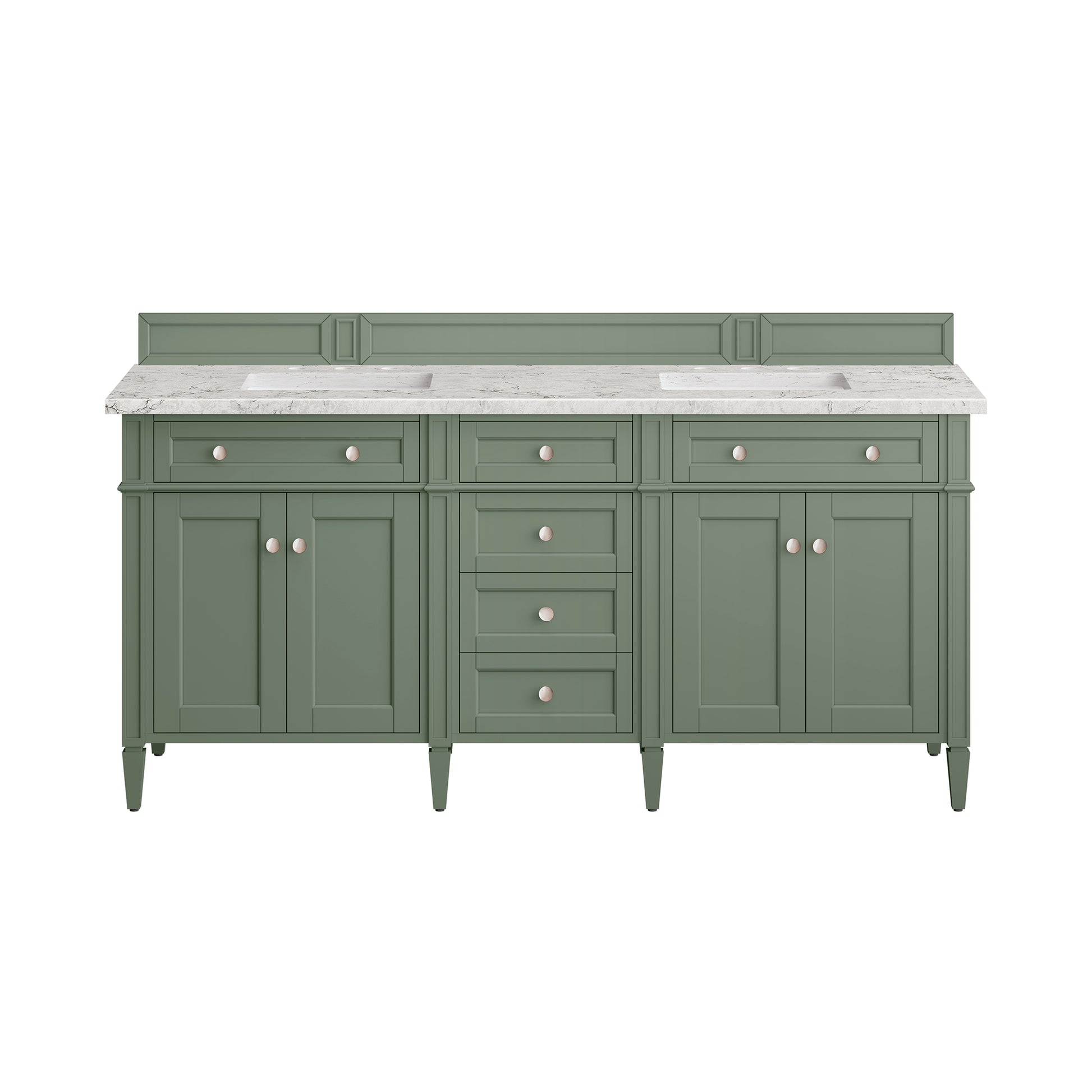 Brittany 72" Double Vanity, Smokey Celadon w/ 3CM Eternal Jasmine Pearl Top James Martin Vanities