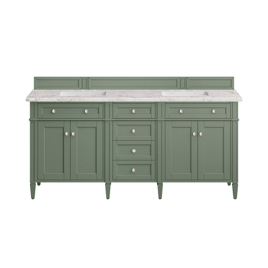 Brittany 72" Double Vanity, Smokey Celadon w/ 3CM Eternal Jasmine Pearl Top James Martin Vanities