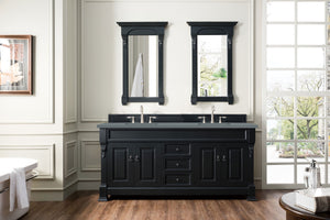 Brookfield 72" Double Vanity, Antique Black w/ 3 CM Cala Blue Quartz Top James Martin Vanities