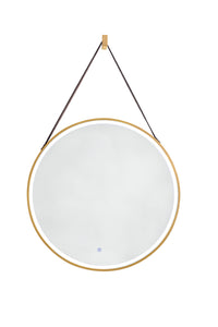 Annapolis 27.6" Round Anti-Fogging LED Mirror, Brushed Gold James Martin Vanities