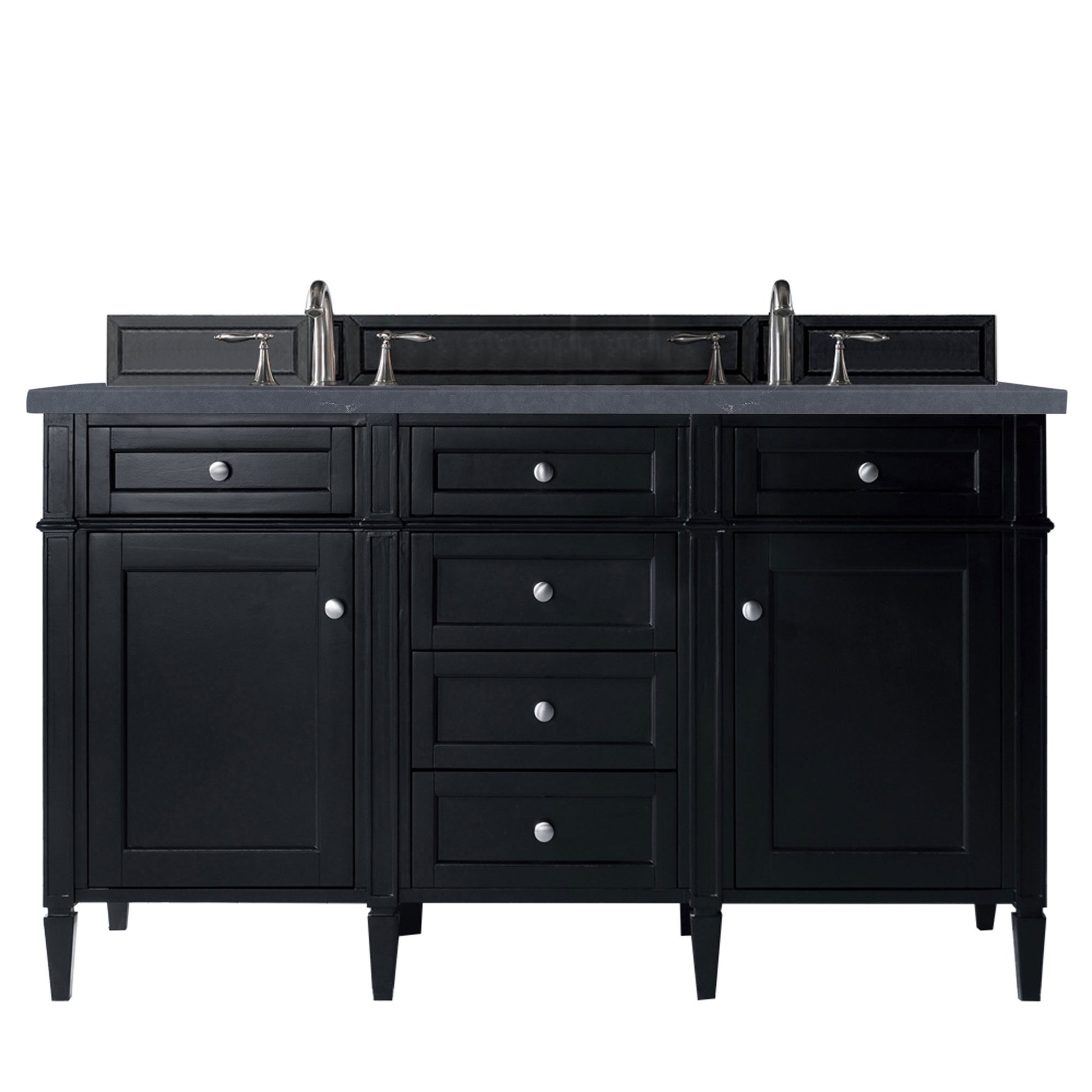 Brittany 60" Black Onyx Double Vanity w/ 3 CM Charcoal Soapstone Quartz Top James Martin Vanities